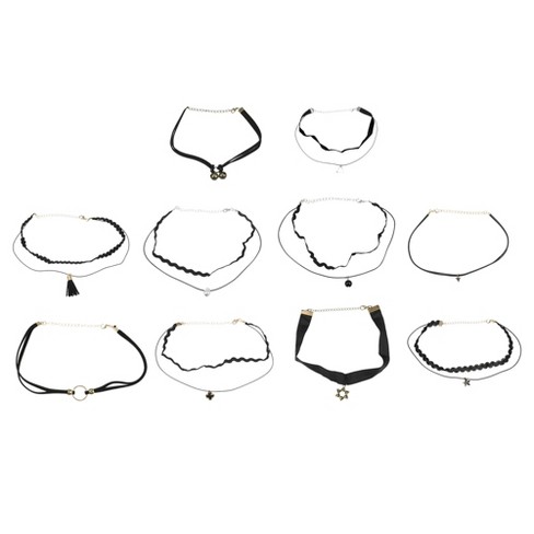 Unique Bargains Choker Necklaces For Women Girl Classic Choker Necklaces  Set Black 10 Pcs : Target