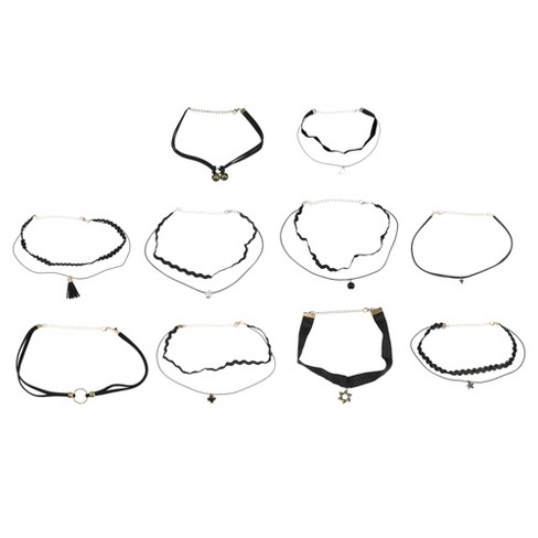 Unique Bargains Choker Necklaces for Women Girl Classic Choker Necklaces  Set Black 10 PCS