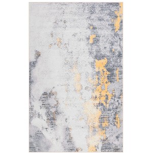 Malibu MBU803 Power Loomed Indoor Machine Washable Accent Rug - Grey/Gold - 3'x5' - Safavieh. - 1 of 4
