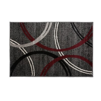 World Rug Gallery Contemporary Abstract Circles Design Red 2' X 3' Area ...