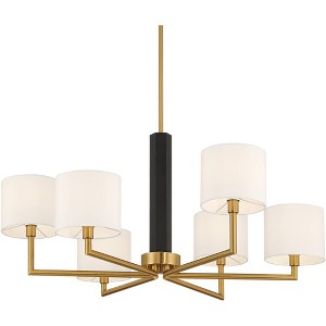 Possini Euro Design Possini Euro Virginia 32" Wide Gold and Matte Black 6-Light Chandelier - 1 of 4