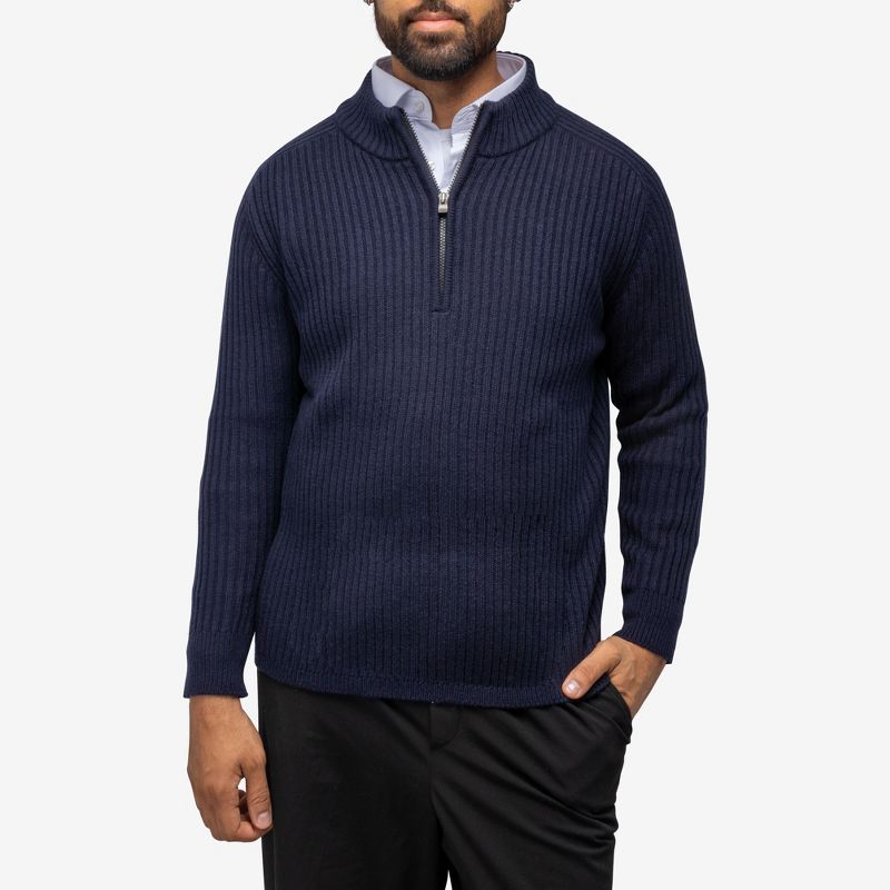 X RAY Men's Ribbed Mock Neck Quarter-Zip Sweater, 3 of 9