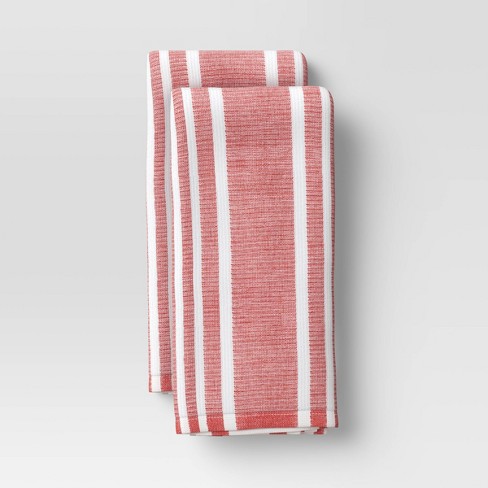 2pk Cotton Striped Terry Kitchen Towels Red - Thresholdâ¢ : Target