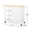 OUTSUPPLY Kitchen Cart with 1 Drawer, 3 Open Shelves & Cabinet Storage, Rolling Casters with Locks - 4 of 4