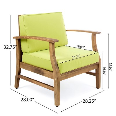 Belle Green Acacia Wood 4-Seat Fire Pit Chat Set