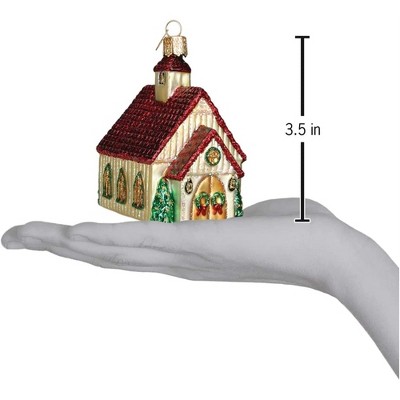 Hand-Painted Glass Christmas Chapel Tree Topper Ornament