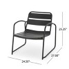 3-Piece Outdoor Patio Chat Set, Modern Slatted Chairs and Metal Side Table with Matte Black Finish, Balcony Conversation Seating -The Pop Home - 4 of 4