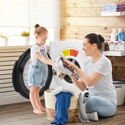 Compact White Stainless Steel Electric Laundry Dryer with Adjustable Exhaust Vent