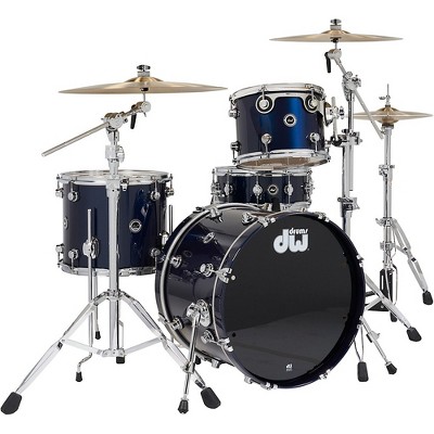 DW DWe Wireless Acoustic-Electronic Convertible 4-Piece Drum Set Bundle With 20" Bass Drum, Cymbals and Hardware Lacquer Custom Specialty Midnight