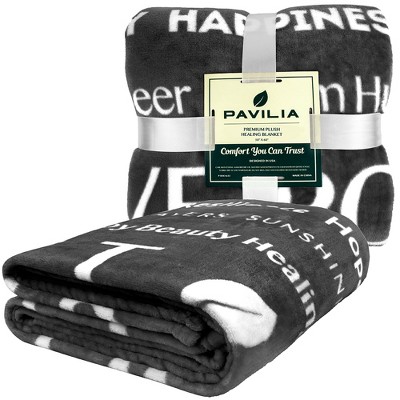 Gray Fleece Healing Thoughts and Prayer Blanket