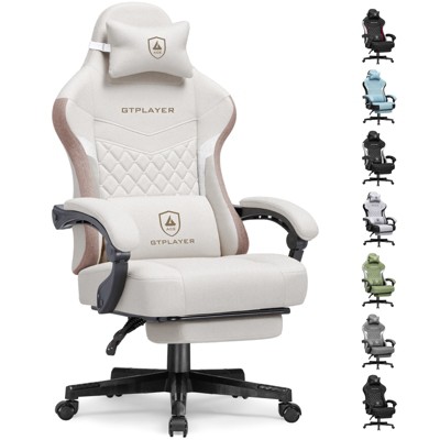 GTPLAYER Gaming Chair with Footrest, Premium Breathable Fabric, Waist Support, Linkage Armrest