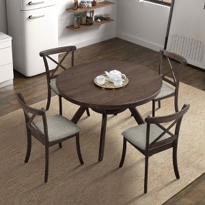 CAVINAS Dining Table Set for 4 Mid Century Modern Wood Round Dining Table Set with 4 Chairs for Kitchen - 1 of 4