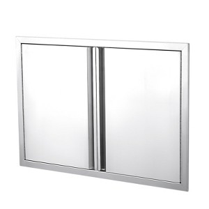 28" W x 19" H Stainless Steel Outdoor Kitchen Double Access Doors, Flush Mount BBQ Cabinet Doors - 1 of 4