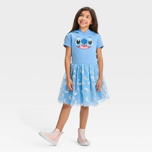 Girls Lilo Stitch Hooded Cosplay Dress Light Blue Target