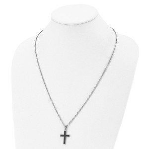 Chisel Stainless Steel and Textured Black IP-plated Cross Pendant on a 24" Cable Chain Necklace - 1 of 4
