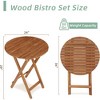 VASIP 3-Piece Acacia Wood Bistro Set, Folding Patio Furniture for Garden Backyard Balcony Porch w/ 1 Coffee Table and 2 Foldable Chairs - 4 of 4