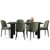 7-Piece Dining Table Set, 67'' Black Rectangle Table with 6 Armless Upholstered Linen Fabric Dining Chairs, Indoor Furniture - Maison Boucle - 3 of 4