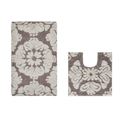 Medallion Collection 2 Piece 100% Cotton Tufted Bathroom Rug Set  with Non-Slip Backing, Machine Washable, Tumble Dry Bath Mat