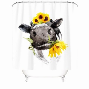 Cow And Sunflower Shower Curtains for Bathroom Waterproof Fabric Bath Curtain Durable Soft Stylish Bathroom Decor 72x72 Inch - 1 of 1