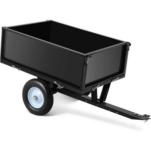COZONY Heavy Duty Steel Dump Trailer, 47"x17.8"x11.2", 500 lbs/11.4 Cu.Ft, Black, Removable Rear Panel, Garden Dump Cart for Lawn Mower, Tractor - 1 of 4