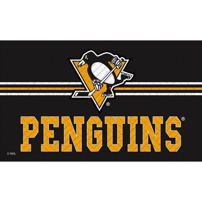 Evergreen NHL Pittsburgh Penguins Embossed Mat Cross Hatch Indoor and Outdoor Doormat