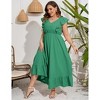 Plus Size Sleeveless Floral Hem Pocket Long Dress for Women Summer Casual Boho Maxi Dress - 2 of 4