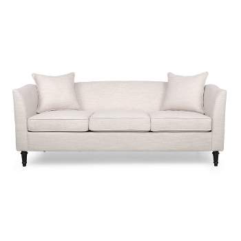 Austell Contemporary Upholstered 3 Seater Sofa Beige/Dark Brown - Christopher Knight Home