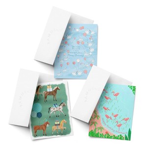 Birthday Greeting Card Pack Sets (3 ct, Assorted) Horse Party, Swans, Flamingo Party by Ramus & Co - 1 of 2