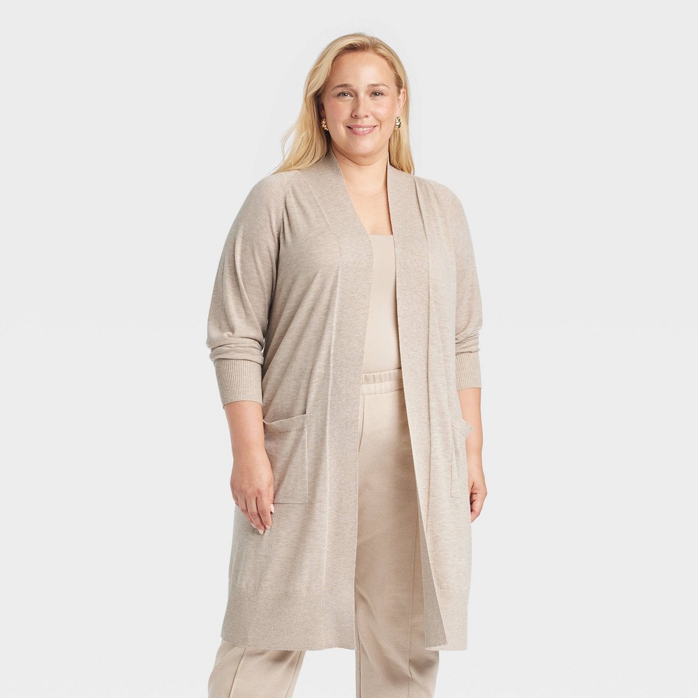 Women's Duster Cardigan - A New Day™ Taupe 4X