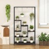 Bestier Plant Stand Indoor, 71" Ladder Plant Shelf with Hanging Hooks for Living Room Balcony Patio Decor, Wood Plant Pot Holder Rack for Gardening - 2 of 4