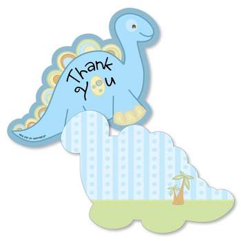 Big Dot of Happiness Baby Boy Dinosaur - Shaped Thank You Cards -Baby Shower or Birthday Party Thank You Note Cards with Envelopes - Set of 12