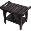 HomeRoots Contemporary Teak Shower Bench With Shelf And Handles In Brown Finish - 3 of 4