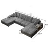 TiramisuBest Convertible U-Shaped 4-Seat Sofa, Corduroy Fabric Large Sectional with Double Chaise Lounge, Modern Couch for Living Room, Green - 3 of 4