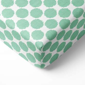 Bacati - Mint Dots Muslin 100 percent Cotton Universal Baby US Standard Crib or Toddler Bed Fitted Sheet