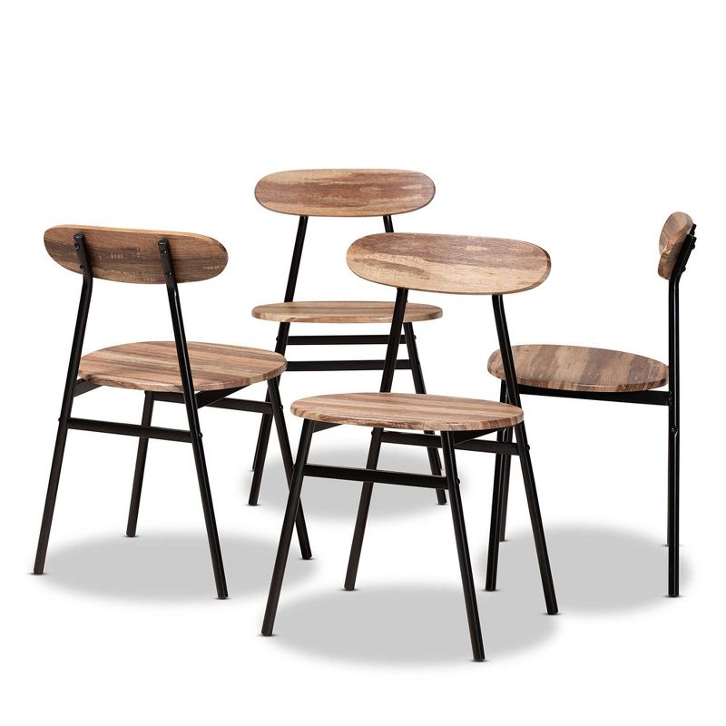 4pc Sherwood Metal and Wood Dining Chair Set Black/Walnut Brown - Baxton Studio, 1 of 10