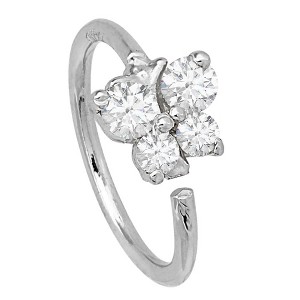 Jewelry Avalanche 20G Ladies 14K Gold Butterfly Nose Hoop, 0.11 ctw Diamond, Twist-open, 5/16"(8mm) - 1 of 4
