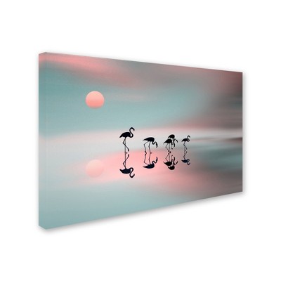 Trademark Fine Art -Natalia Baras 'Family Flamingos' Canvas Art