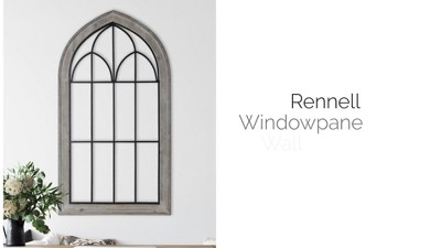 Rustic Brown Wood and Metal Arched Window Pane Wall Decor