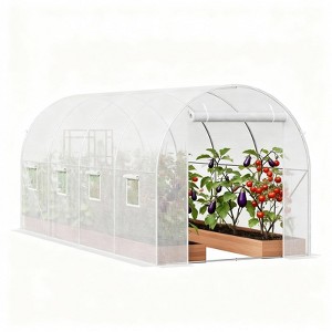 14.6x6.4 FT Walk-in Greenhouse, Galvanized Steel Hoop Plant House with Roll-Up Zippered Door & 8 Side Windows, Tunnel Greenhouse for Garden Backyard - 1 of 4