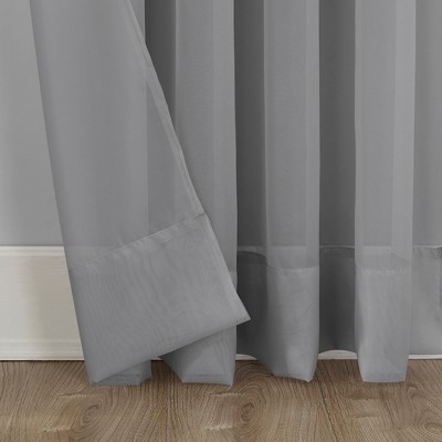 Gray Sheer Voile Rod Pocket Curtain Panel, 59" x 84" Polyester