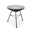 Modern Outdoor Rattan Side Table, Handcrafted Design with Tempered Glass Top - 4 of 4