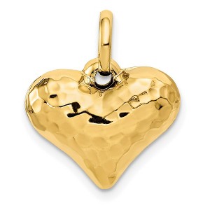 Black Bow Jewelry 14k Yellow Gold Hollow Faceted Puffed Heart Charm or Pendant, 16mm - 1 of 4