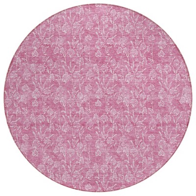 Blush And Ivory Floral Washable Indoor Outdoor Area Rug