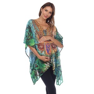 Maternity Plus Size Short Caftan with Tie-up Neckline - White Mark - 1 of 4