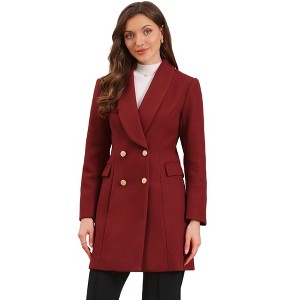 INSPIRE CHIC Women's Winter Double Breasted Lapel Neck Long Sleeve Outerwear Overcoat - 1 of 4