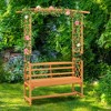Costway 6.5 FT Tall Patio Garden Arbor with Pergola 2-Seat Bench Trellis for Climbing Plant - 2 of 4