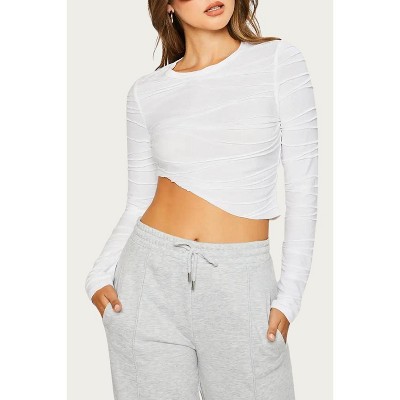 Women's ASYMMETRICAL HEM TEXTURED TOP - Pretty Garbage