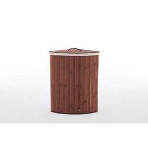 Corner Laundry Hamper with Lid, 15.5 gal/58 L Large Foldable Bamboo Laundry Basket with Washable Liner Bag - 1 of 4