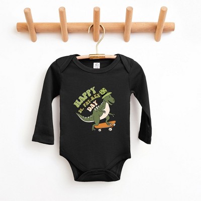 The Juniper Shop Happy St. Pat-Rex Day Baby Long Sleeve Bodysuit