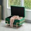 Fabulaxe Rectangle Velvet Storage Ottoman with Abstract Golden Legs | Sitting Bench for Living Room Home Decor with Unique Base Support - 2 of 4